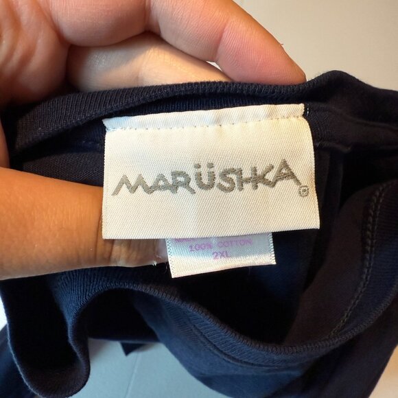 Marushka Women 2XL Long Sleeve T Shirt Graphic Reindeer Print Navy Blue Snow Top - Picture 4 of 9